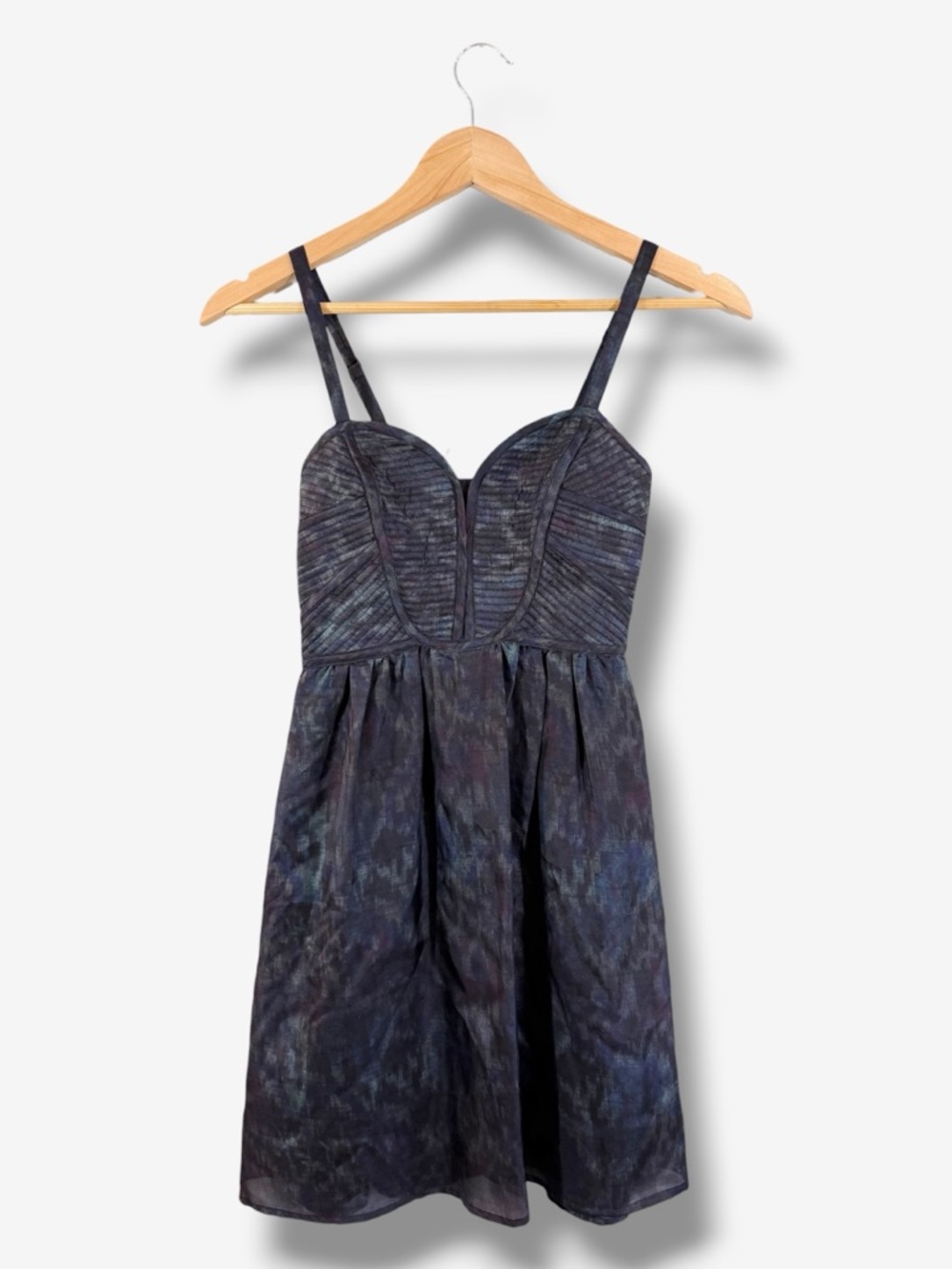 Twelfth Street Cynthia Vincent Silk Mini Dress Size 2 Blue Purple Pleated Bodice